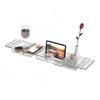 Prateleira de Armazenamento Telescópica Multifuncional para Banheiro Estilo Japonês Suporte para Banheira Suporte para Celular Tablet Bandeja para Vinho Tinto
