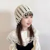 Sombrero de Punto Calado Hecho a Mano Estilo Coreano para Niños Elegante Turbante con Borla de Perla Sombrero para Niñas Sombrero de Punto Bohemio