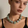 Colar Geométrico Colorido Quadrado com Contas Artesanal Boêmio Multicamadas Simples e Moderno para Mulheres