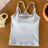 Camisola para mujer con diseño de espalda cruzada, copas de sujetador integradas, diseño todo en uno para usar por dentro o por fuera, corte ajustado, top de doble tirante para el verano