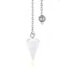Venta Caliente Transfronteriza Piedra Natural Amatista Ojo de Tigre Cuarzo Rosa Facetado Cónico Hexagonal Columna Bala Péndulo Colgante de Collar