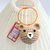 Pingente de cabeça de urso feito à mão em crochê Ornamento de chaveiro tricotado em lã Ornamento de bolsa de boneca de desenho animado tecido