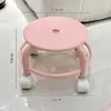 Banqueta Baixa Doméstica, Banqueta Redonda de Plástico, Banqueta para Reparo de Costura de Beleza, Banqueta Giratória Infantil, Banqueta para Criança com Rodas, Banqueta Pequena com Rodas Universais