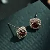 Brincos de Zircônia Cor de Caramelo Estilo Luxo Leve, Liga de Cobre Microincrustada com Zircônia, Sensação de Alto Padrão Nicho, Brincos Exquisitos com Pino de Prata S925