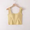 Dropshipping Camiseta Regata Nova Estilo Primavera e Verão para Mulheres com Bojo, Costas Lindas em U Profundo e Barriga de Fora