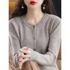 Cárdigan de punto para mujer 2026, Abrigo de cuello redondo, Suéter, Nuevo estilo primavera y otoño, Holgado, Moderno, Corto, Camiseta básica elegante