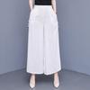 Pantalones estilo étnico de lino y algodón, estilo occidental, cintura alta, rectos, de pierna ancha, para mujer, verano 2023, pantalones casuales adelgazantes recortados