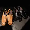 Mocasines de Cuero Vacuno de Primera Capa para Mujer, Zapatos Planos, Nuevo Estilo Primavera Temprana, Cuero Genuino, Punta Redonda, Cuero Suave Envejecido, Zapatos de Corte Medio Individuales para Mujer