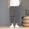 Pantalones 2025 para hombre estilo chino verano nuevos a cuadros Harlan pantalones capri modernos para hombre casuales de pierna ancha pantalones de playa al por mayor