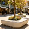 Banco para Fosso de Árvore em Terrazzo Pedra Artificial Atrium de Shopping Center Contorno de Árvore Externo Lazer Assento para Canteiro de Flores UHPC