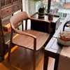 Mesa de Té Estilo Canción para Balcón de Madera de Nogal Negro, Mesa y Sillas Estilo Tradicional para Sala de Estar, Balcón, Apartamento Pequeño, Mesa de Té Integrada