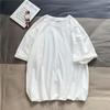 Camiseta de Algodão Puro de Manga Curta Masculina Solta Estilo Hong Kong Marca Tendência Gola Redonda Nova Estampa de Letras Meia-manga Roupas