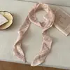 Pañuelo de Cabeza Floral, Bufanda Larga de Seda a Cuadros Estilo Coreano, Bufanda Larga Versátil de Moda, Cinta para Bolso, Cinturón Decorativo
