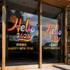 Olá2027 Feliz Ano Novo Adesivos Eletrostáticos para Portas e Janelas de Vidro Loja Decoração de Vitrine Decoração de Atmosfera Adesivos