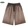 Shorts vintage de algodón pesado desgastado, algodón lavado completo, degradado bicolor, holgados oversize, moda transfronteriza estilo hombre