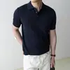 Nueva Camisa Polo para Hombre Estilo Old Money, Suéter de Lino de Moda para Hombre con Cuello Campana, Camiseta de Manga Corta Lujosa y de Alta Gama