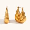 Venta caliente transfronteriza europea y americana, pendientes huecos de tres capas con forma de barco pequeño, chapados en acero inoxidable, pendientes personalizados de moda de oro de 18 quilates para mujer