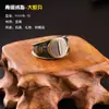 Anel de Bronze Mancha Eterna Estilo Retrô Tendência da Moda Personalidade Versátil Atmosfera Clássica Anel de Jade com Três Ganchos