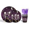 Tema Calavera de Halloween Fiesta Navideña Fiesta de Cumpleaños Plato Mantel Desechable Bandera Vaso de Papel Pañuelo