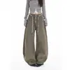 YECHUAN#Pantalones Marrones Mujer Petite Otoño Nuevo Estilo Retro Americano Sentido del Diseño Botones Jeans de Pierna Ancha