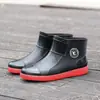 Botas de chuva impermeáveis, sapatos de chuva masculinos, tamanhos 35-49, estilo moderno de cano médio, com forro fixo e solas antiderrapantes, estilo de cano curto