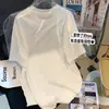 Camiseta de Algodão Puro de Manga Curta para Mulheres 2026 Novo Estilo Branca de Comprimento Médio Solta Casual Combinada com Calça de Tubarão