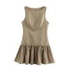 Amazon Ins Ropa Nueva de Primavera para Mujer Estilo Europeo y Americano Vestido Corto sin Mangas Decorado con Lazo de Cinco Colores Estilo Vacacional