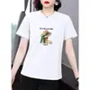 Nova Camiseta Feminina de Manga Curta, Tamanho Grande, Caimento Solto, Versátil, Emagrecedora, Rejuvenescedora, Casual, Fashion, Top com Gola Redonda para o Verão