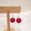 925 Brincos de Prata Pin Vermelho Pérola Fosca Brincos de Flor de Noiva Brincos Festivos de Ano Novo para Mulheres