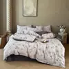 Novo conjunto retro estilo chinês de quatro peças, conjunto de seis peças de brocado de bambu e linho, lençóis e fronhas laváveis à máquina, atacado e entrega de roupas de cama
