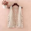 Colete de malha para exportação de comércio exterior, roupa externa feminina de verão, cardigan solto estilo coreano, colete sem mangas, colete oco, top de crochê
