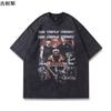 Venta al por mayor transfronteriza American hip hop Street wash old nicho versátil high street algodón manga corta camiseta hombre