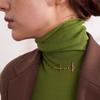 Suéter de cuello alto camisa básica para mujer otoño fino verde aguacate tejido cuello alto ajuste ceñido top interior ajustado