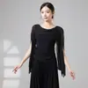 Nuevo conjunto de práctica de danza clásica para mujer con top tipo chal e inserciones de malla para entrenamiento diario de danza moderna