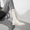 Botas Martin de piel auténtica para mujer, nuevo modelo de principios de otoño 2026, botas de media caña estilo británico, botines populares de estilo europeo, botas blancas