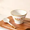 Tazón de Cerámica de Lujo Ligero Sombrero de Bambú Tazón para Arroz Tazón para Sopa Tazón para Ramen Vajilla Estilo Escandinavo Platos para el Hogar Alta Apariencia Venta al por Mayor
