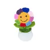 Produto Acabado: Flor Artificial de Lã Crochê à Mão, Planta em Vaso Girassol Sorridente Colorido, Presente para o Dia dos Professores