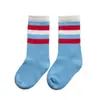 C591 Calcetines para Niños al por Mayor Calcetines de Moda Primavera y Verano Color Sólido Simple Calcetines Rayados Paralelos Calcetines de Algodón para Niños y Niñas