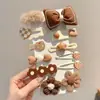 Cor de café Maillard outono e inverno pelúcia infantil pequeno grampo de cabelo lateral grampo lateral acessório de cabelo para cabelo quebrado de menina grampo bb grampo de cabelo