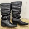 Botines cortos de moda estilo coreano 2026 para mujer, con hebilla de cinturón y diseño fruncido, botines de moda versátiles, botines cortos western de moda