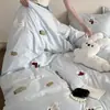 Novo Conjunto de Quatro Peças de Roupa de Cama de Algodão de Fibra Longa 100S Estampado de Desenho Animado para Primavera e Verão Lençóis de Cama Capa de Colcha Roupa de Cama Toalha Infantil Conjunto de Quatro Peças Bordado