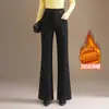 Pantalones Acampanados con Felpa Otoño Invierno 2026 para Mujer, Nuevos de Cintura Alta, Caída Casual, Adelgazantes, Moda, Todo en Uno, Pana, Micro-Campana, Pantalones Largos