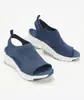 Sandálias femininas transfronteiriças, estilo europeu e americano, outono e verão, novo modelo de comércio exterior, com trama, sola grossa, slip-on, peep-toe, fly-knit, casuais, esportivas, tamanho grande