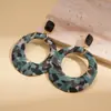 Pendientes Retro Redondos de Tela con Estampado de Leopardo Hueco Europeos y Americanos, Pendientes de Moda Transfronterizos de Gama Alta, Pendientes de Diseño Personalizado para Mujer