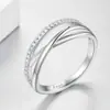 Anel de Joia em Prata de Lei S925 Nicho de Joias de Alto Padrão Transfronteiriças Anel com Fileira de Zircônia Feminino Design de Anel de Prata