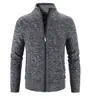 Suéter de Outono e Inverno Roupas para Meia-idade e Idosos Jaqueta Cardigan de Tricô com Forro de Lã Espesso Suéter de Costela com Manga Longa