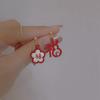 Pendientes Xiaofu de otoño e invierno con diseño asimétrico, bonitos pendientes de conejo rojo para el año nuevo, adecuados para pendientes de año nuevo.