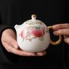 Bule Shoutao de Porcelana de Camurça Jade Chávena de Chá Escritório Kung Fu Conjunto de Chá Bule de Chá Banhado a Ouro Pêssego Fada Ovo de Dragão Bule de Chá Único