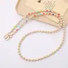 Nova Corrente de Rosto Sorridente Colorida para Ombro Cordão de Contas de Madeira Feito à Mão Porta-Chaves para Capa de Celular Enfeites Pendurados Cordão para Celular
