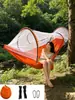 Rede de Dormir ao Ar Livre Anti-Mosquito Abertura Rápida com Mosquiteiro Acampamento Acampamento Portátil Abertura Rápida Balanço de Nylon Pátio Viagem Rede de Cama